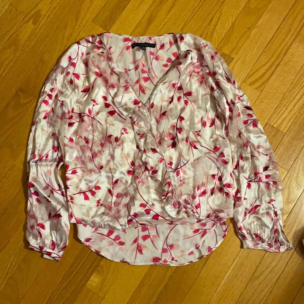 WHBM floral silk flowy blouse size 0